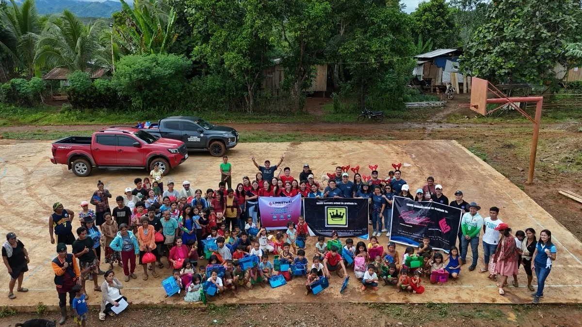 Aerial landscape of mountain community