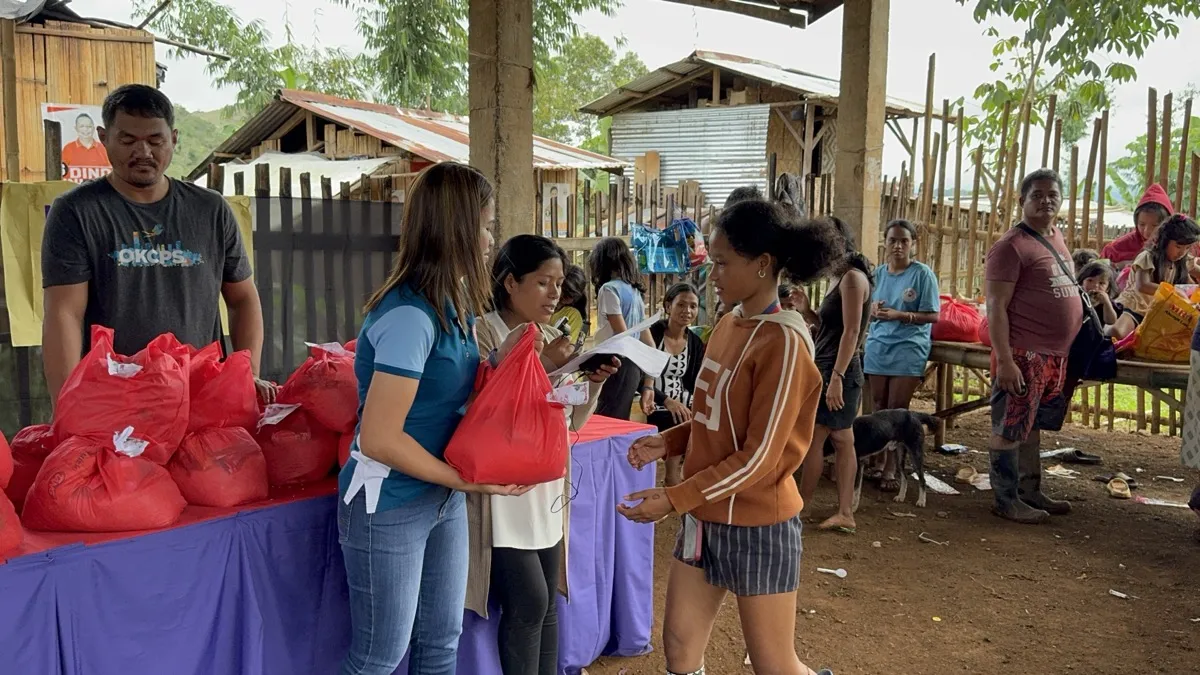 Relief goods distribution line in mountain community